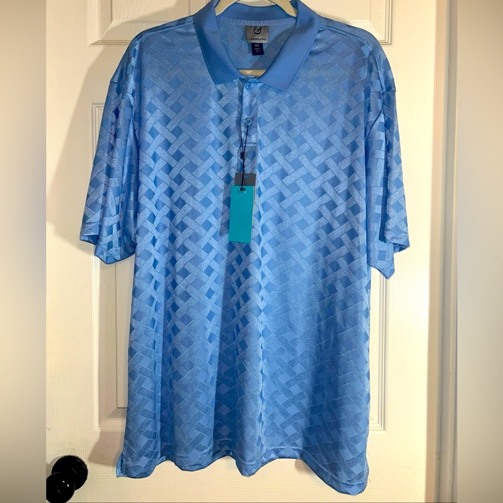 Kilburne Finch Polo Shirt Men XXL Blue Geometric Pattern Golf Sports Performance